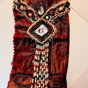 Vintage handmade, hand beaded, Victorian, Boho, purse, bag,chenille,embroidery